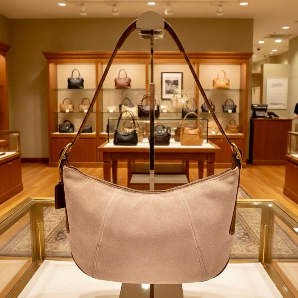 RARE Coach Vintage Blush Pink Suede Hobo Bag